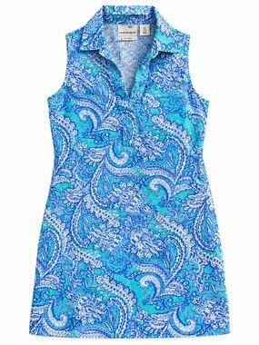 100% Linen Sleeveless Collared Paisley Shift Dress